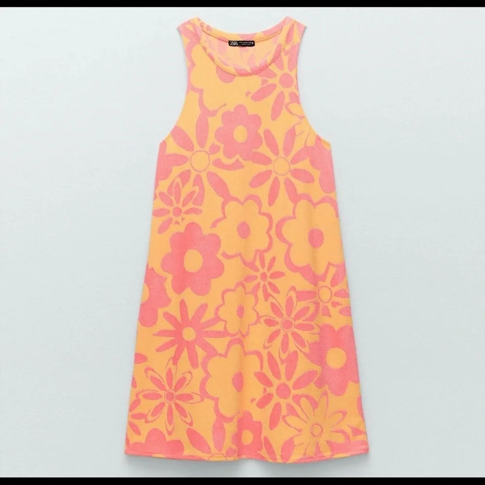BLOGGERS FAVE Zara Jacquard Terrycloth Mod 60s Halter Mini Dress -NWT, sz S or L - Picture 5 of 12